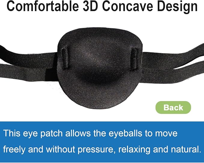 2 Pcs Eye Patches for Adults and Kids,3D Adjustable Eyepatch for Right or Left Eye