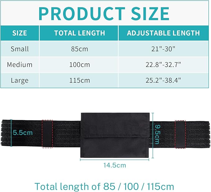 Peritoneal Dialysis Belt, Breathable Mesh PD Catheter Fixation Belt, Used for Safe Gastric and Abdominal Feeding of Peg, G, J Tubes for Male and Female Adult Patients, with Storage Bag (Black,S)