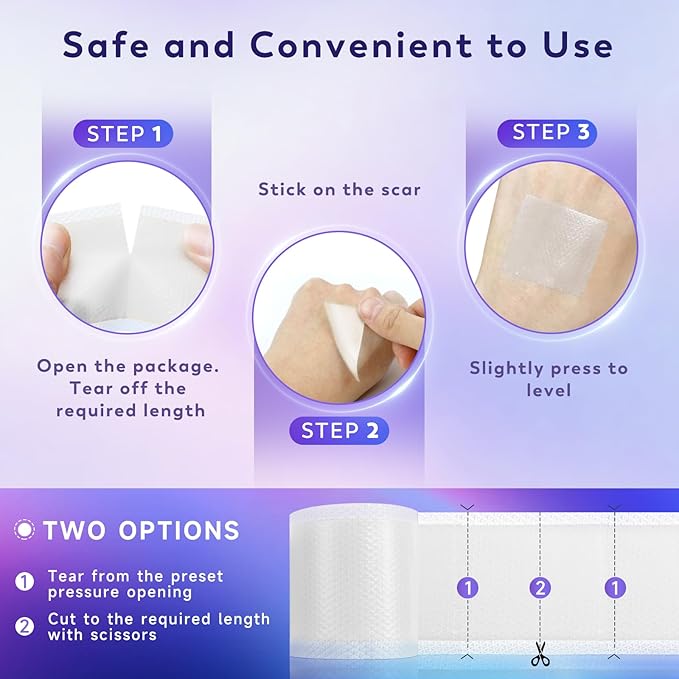 Silicone Scar Sheets, Silicone Scar Tape(1.6"x 60" Roll-1.5M), for Surgical Scars, Burn, C-Section, Keloid Scars, Acne