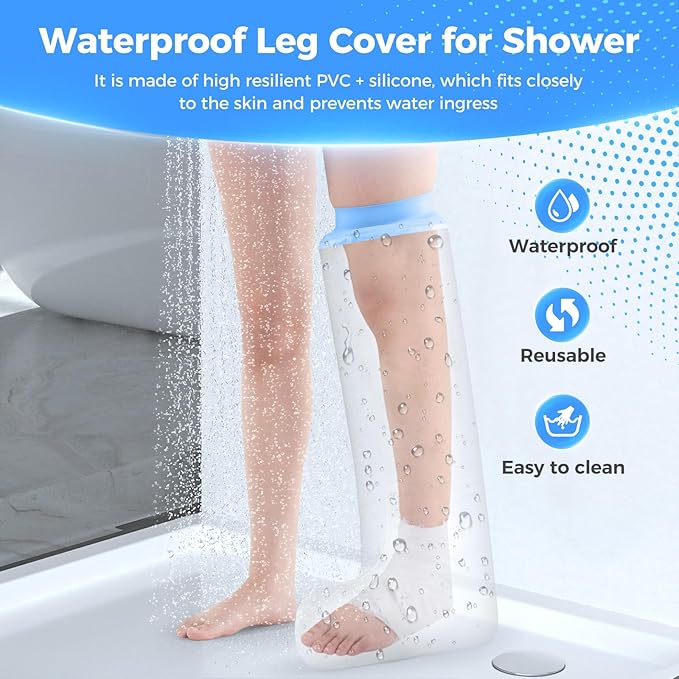 Cast Covers for Shower Leg, Waterproof Cast Cover Adult, Reusable Watertight Seal Tight Bathing Guard for Guard for Foot(Adult Half Leg)