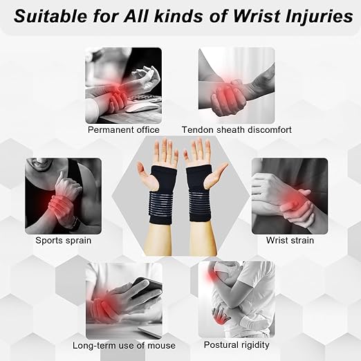 2 Pack Wrist Brace, Compression Wrist Support Splint for Women Men, Adjustable Wrist Strap Compression Wraps Fit Right Left Hand for Fitness, Carpal Tunnel Arthritis, Tendonitis, Wrist Pain