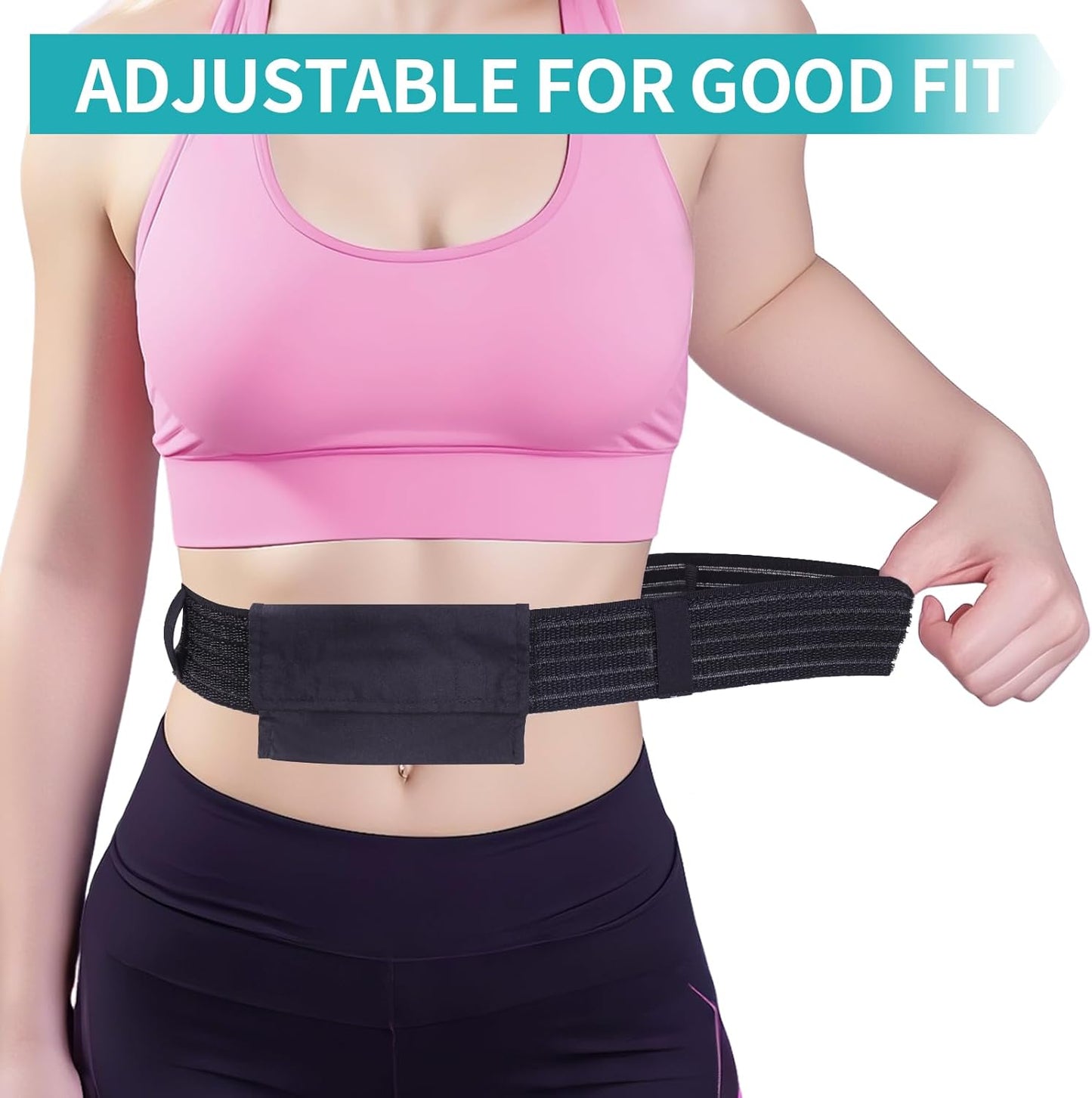 Peritoneal Dialysis Belt, Breathable Mesh PD Catheter Fixation Belt, Used for Safe Gastric and Abdominal Feeding of Peg, G, J Tubes for Male and Female Adult Patients, with Storage Bag (Black,S)