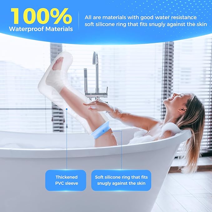 Cast Covers for Shower Leg, Waterproof Cast Cover Adult, Reusable Watertight Seal Tight Bathing Guard for Guard for Foot(Adult Half Leg)