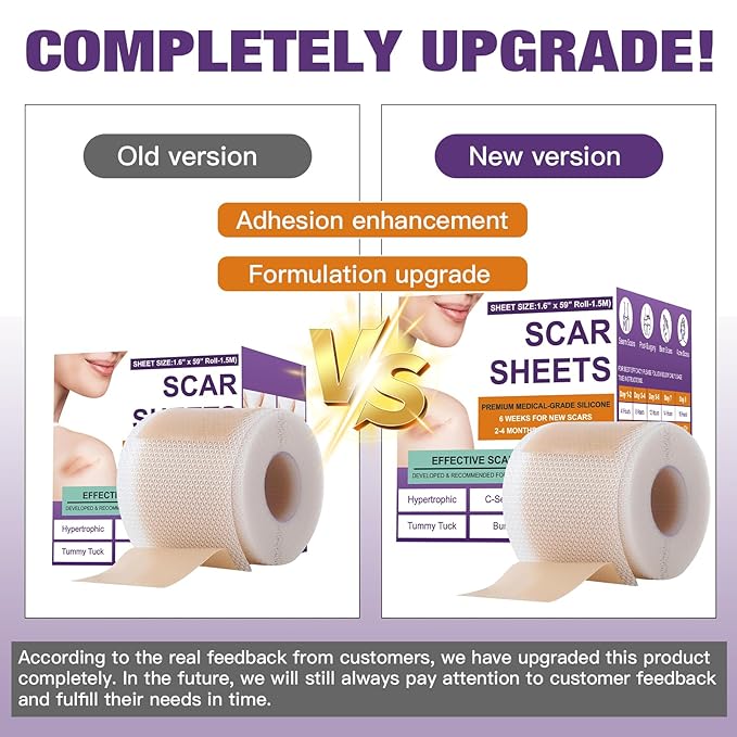 Silicone Scar Removal Strips for Surgical,C-Section,Tummy Tuck,Keloid Scars (1.6"X 120" Roll-3M) Keloid Bump Removal