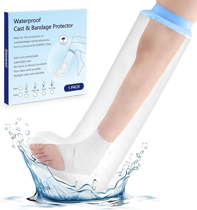 Cast Covers for Shower Leg, Waterproof Cast Cover Adult, Reusable Watertight Seal Tight Bathing Guard for Guard for Foot(Adult Half Leg)