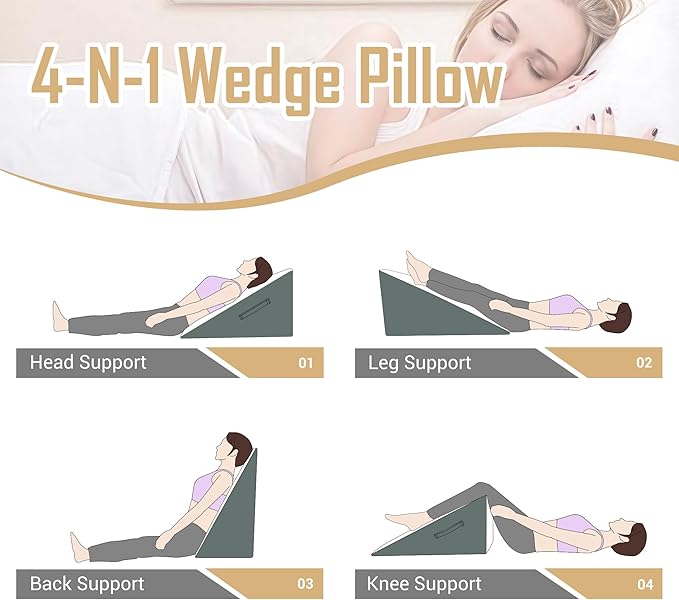 Elevated Triangle/wedge Pillow for Acid Reflux and Back Pain Relief, Post Surgery, Snoring, Back Support