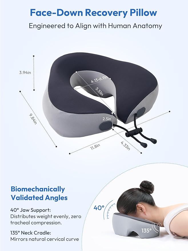 Adjustable Width Face Down Pillow After Eye Surgery