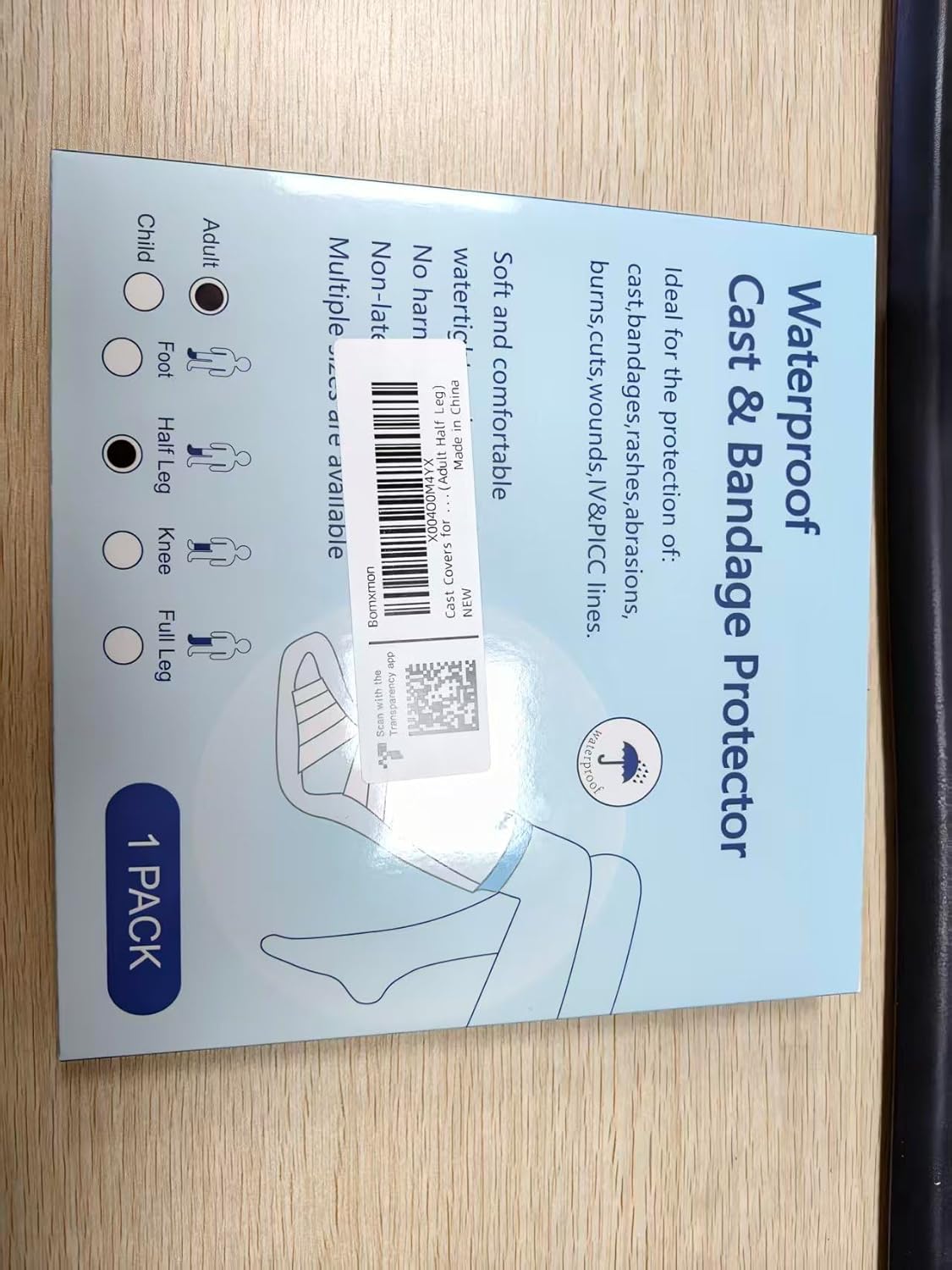 Cast Covers for Shower Leg, Waterproof Cast Cover Adult, Reusable Watertight Seal Tight Bathing Guard for Guard for Foot(Adult Half Leg)