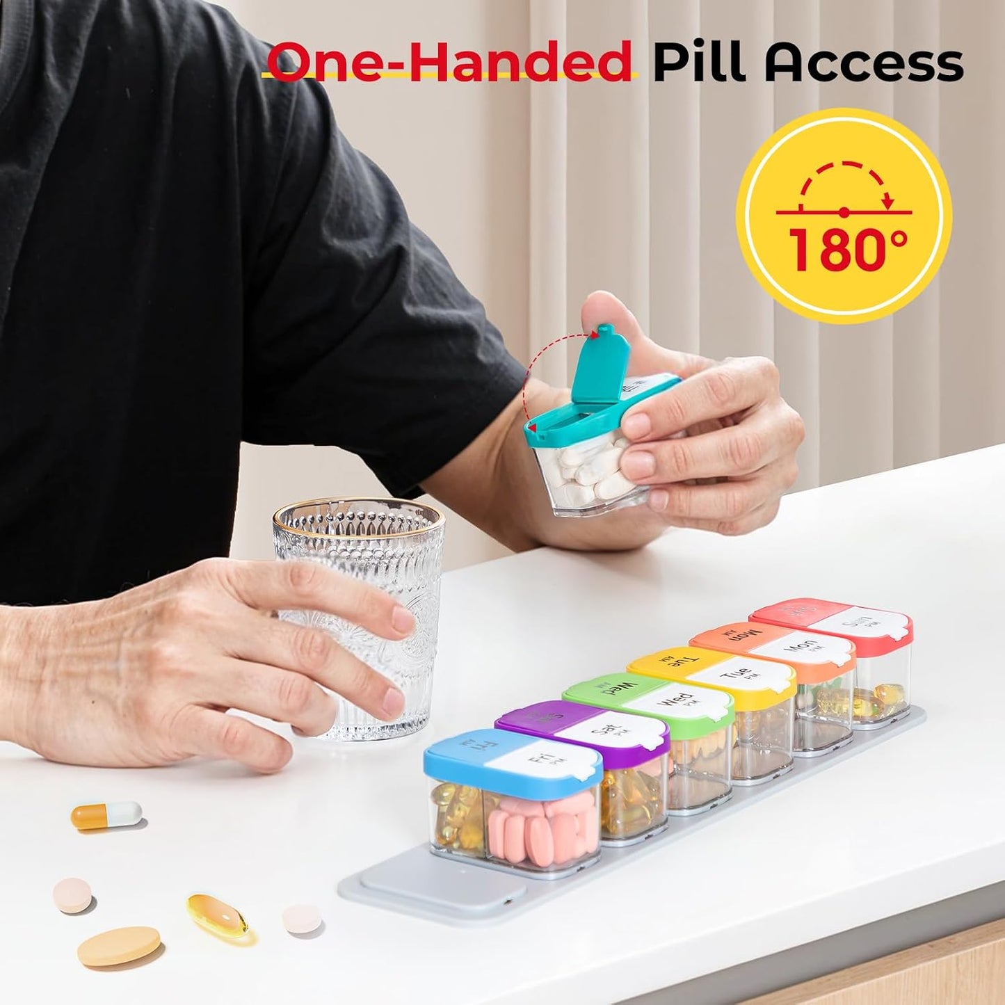 Oversized Weekly Pill Organizer for 7 Or 30 Days Featuring Morning And Evening Sections