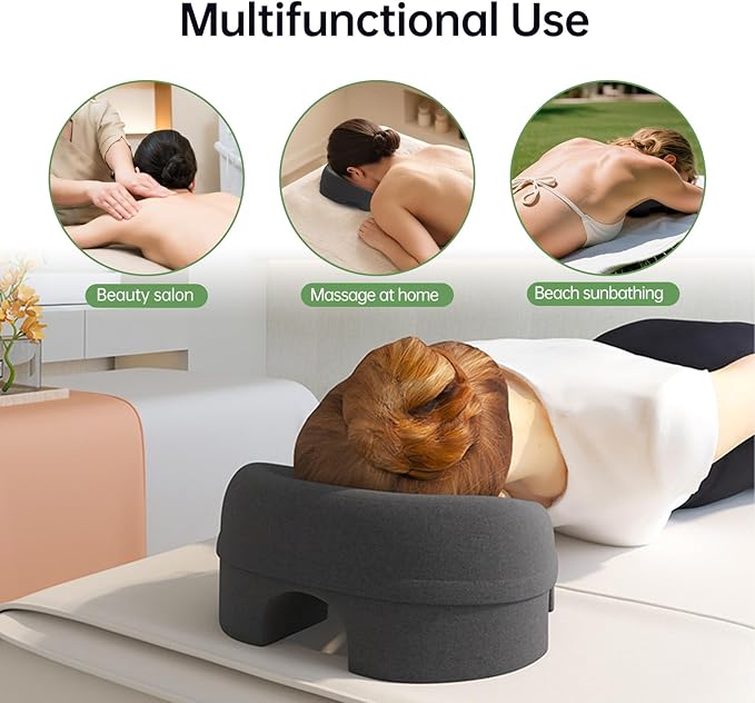 Face Down Pillow for Massage - Headrest Face Pillow for Bed, Stomach Sleeping, Prone Sleepers, Post-Eye Surgery Recovery, and Beach Tanning.