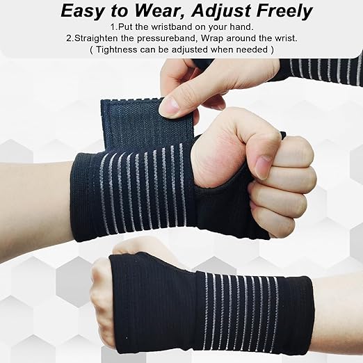 2 Pack Wrist Brace, Compression Wrist Support Splint for Women Men, Adjustable Wrist Strap Compression Wraps Fit Right Left Hand for Fitness, Carpal Tunnel Arthritis, Tendonitis, Wrist Pain