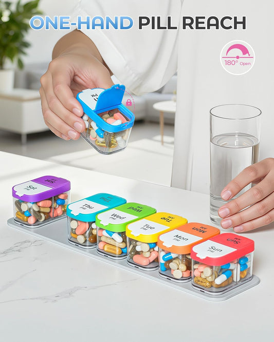Oversized Weekly Pill Organizer for 7 Or 30 Days Featuring Morning And Evening Sections