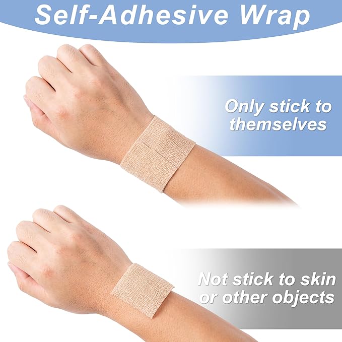 Multicolor Self Adhesive Bandage Wraps,2" X 5 Yards Non-Woven Elastic Cohesive Bandage Wrap, Color Athletic Tape