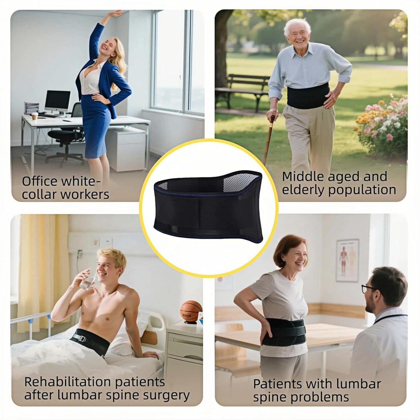 Self heating lumbar support strap suitable for both men and women -