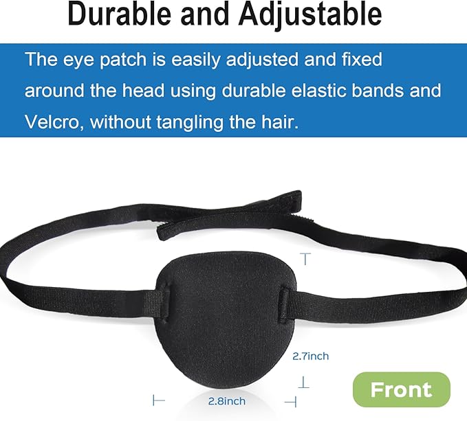 2 Pcs Eye Patches for Adults and Kids,3D Adjustable Eyepatch for Right or Left Eye