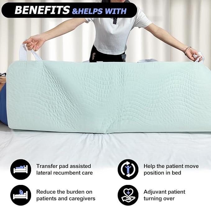 36×52 Inch Bed Pads for Incontinence Washable Positioning Bed Pad with 8 Handles