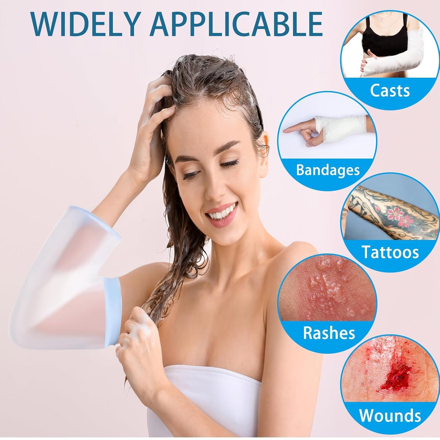 Waterproof PICC Line Shower Cover PICC Line Covers for Upper Arm Elbow Reusable IV PICC Line Sleeve Protector for Broken Wound