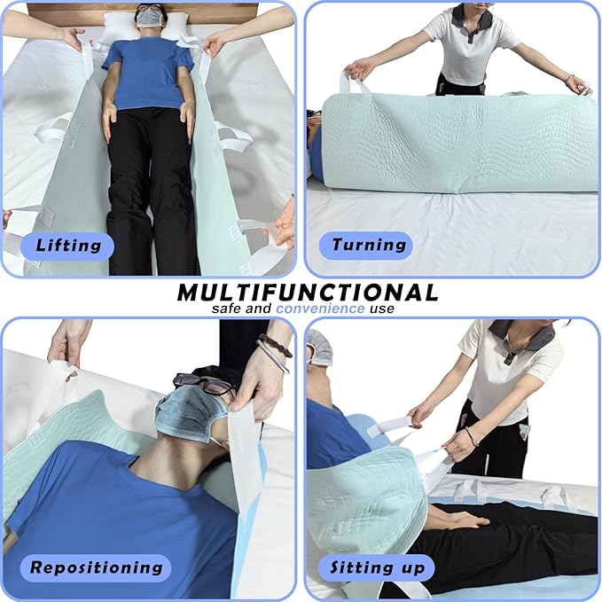 36×52 Inch Bed Pads for Incontinence Washable Positioning Bed Pad with 8 Handles