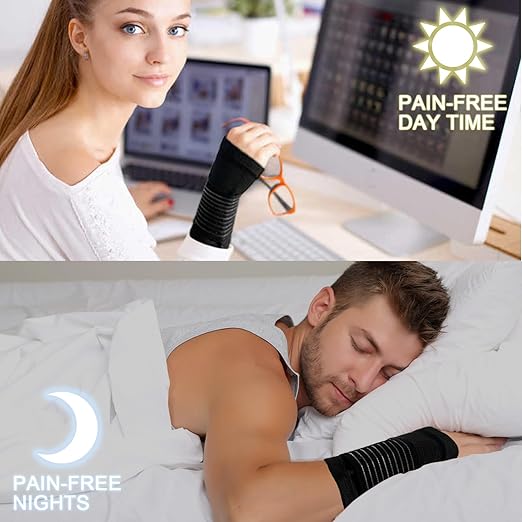 2 Pack Wrist Brace, Compression Wrist Support Splint for Women Men, Adjustable Wrist Strap Compression Wraps Fit Right Left Hand for Fitness, Carpal Tunnel Arthritis, Tendonitis, Wrist Pain