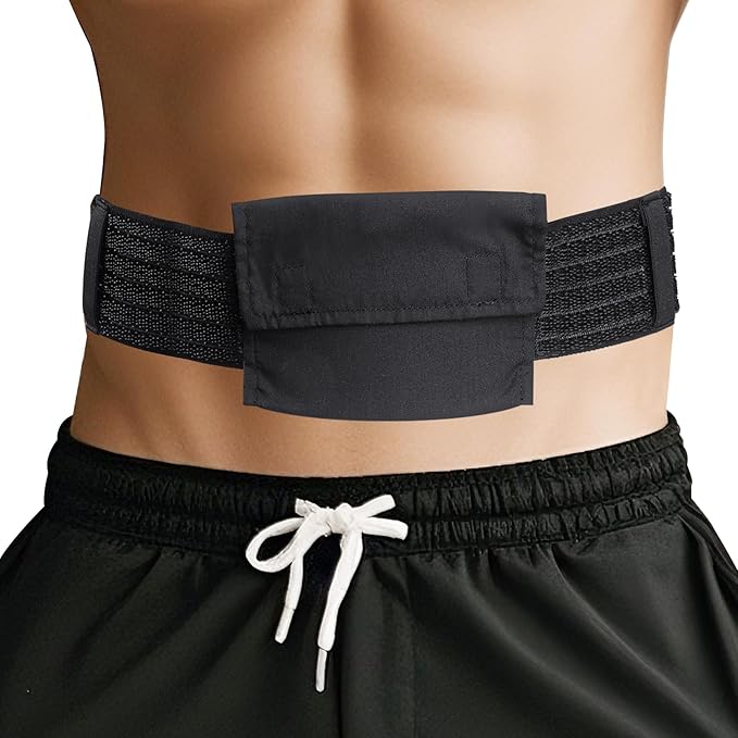 Peritoneal Dialysis Belt, Breathable Mesh PD Catheter Fixation Belt, Used for Safe Gastric and Abdominal Feeding of Peg, G, J Tubes for Male and Female Adult Patients, with Storage Bag (Black,S)