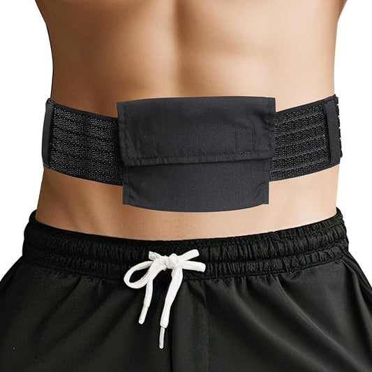 Peritoneal Dialysis Belt, Breathable Mesh PD Catheter Fixation Belt, Used for Safe Gastric and Abdominal Feeding of Peg, G, J Tubes for Male and Female Adult Patients, with Storage Bag(Black,M)