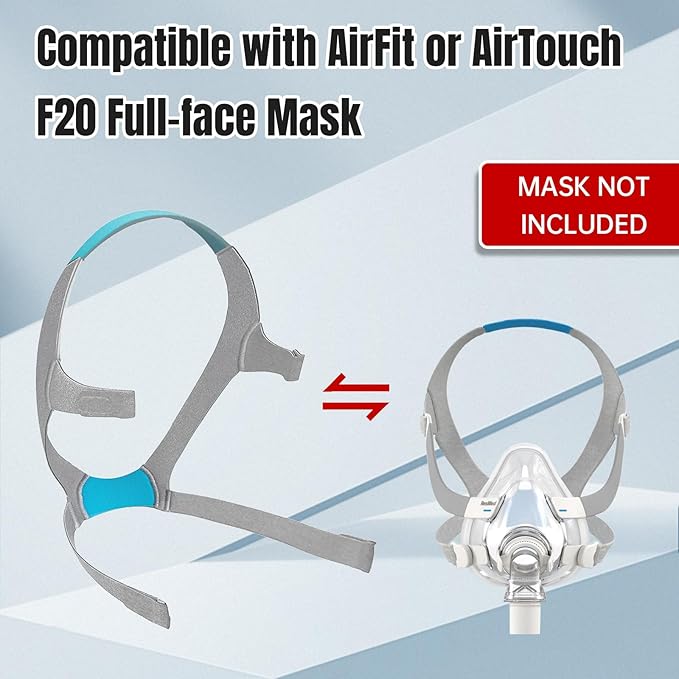Airfit f20 Headgear, Replacement CPAP Mask Headgear Strap with clips Large