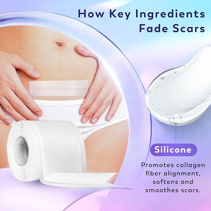 Silicone Scar Sheets, Silicone Scar Tape(1.6"x 60" Roll-1.5M), for Surgical Scars, Burn, C-Section, Keloid Scars, Acne
