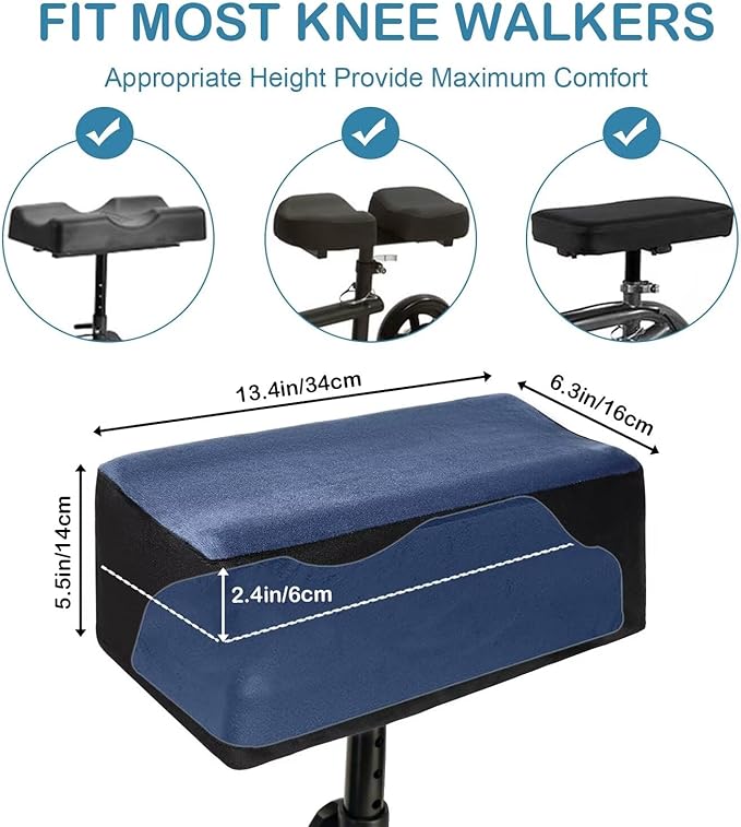 Knee Scooter Cushion Cover - Soft and Comfortable Knee Scooter Pad with Removable 2'' Thick Memory Foam Cushion