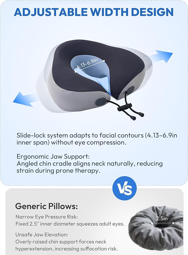 Adjustable Width Face Down Pillow After Eye Surgery
