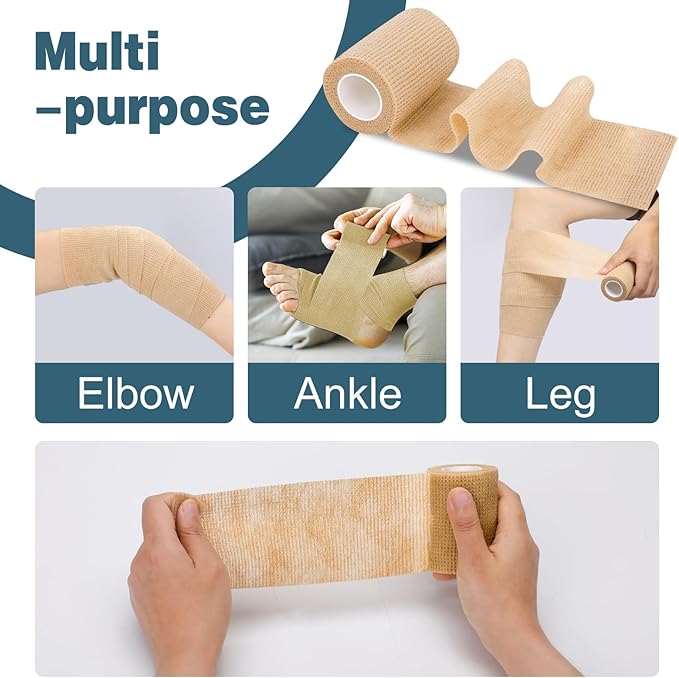 Self Adhesive Bandage Wrap, 3" X 5 Yards Elastic Cohesive Bandage Wrap, Ankle Tape, Tattoo Grip Tape