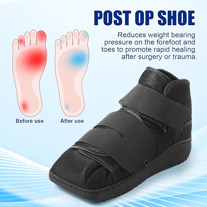 Closed Post Op Shoe, Post Op Shoes, Fracture Medical Walking Shoes for Men and Women-Post Surgery or Operation Foot Support, Broken Foot or Toe, Squared, L