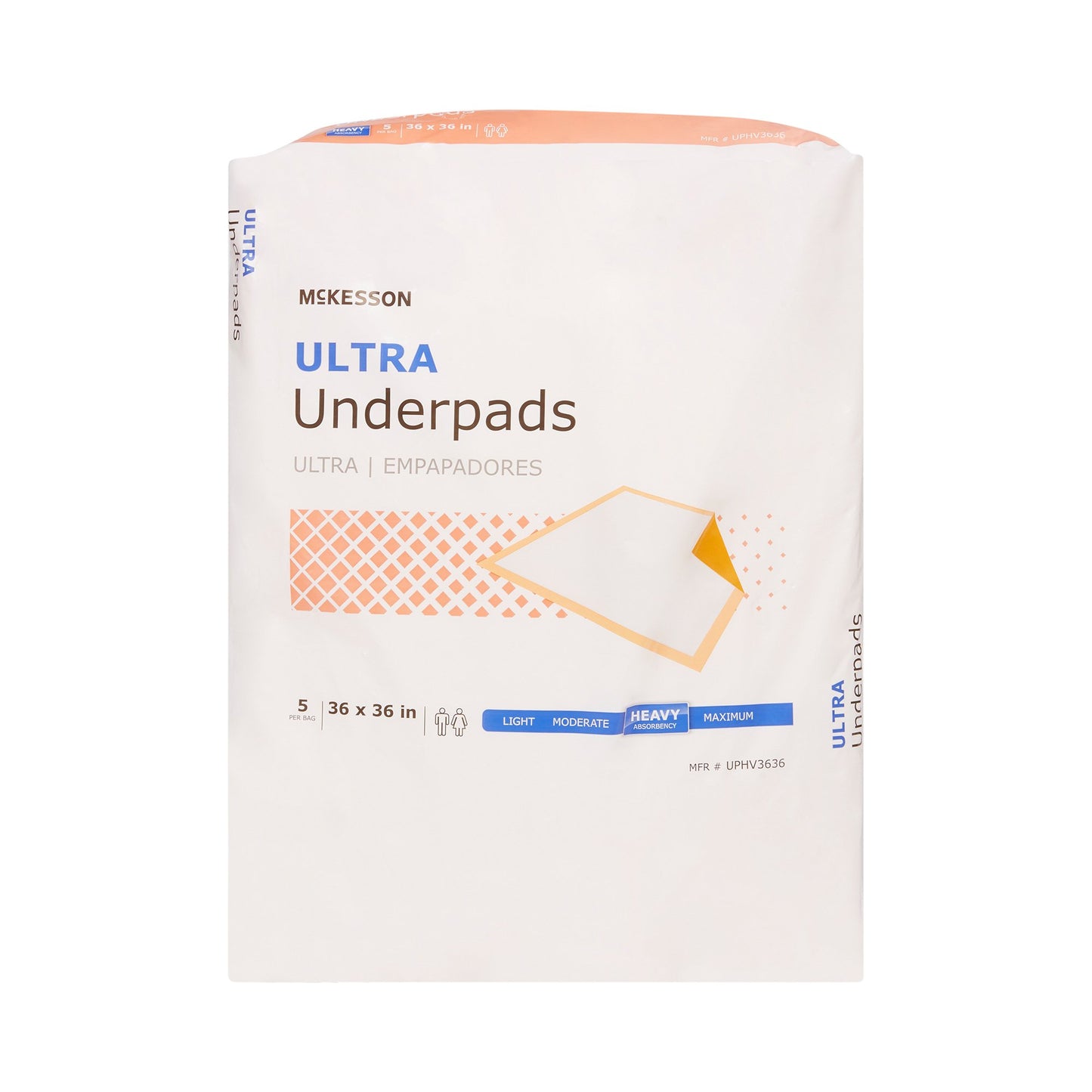 Disposable Underpad McKesson Ultra 36 X 36 Inch Fluff / Polymer Heavy Absorbency