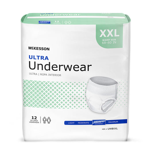 Absorbent Underwear McKesson Ultra Pull On with Tear Away Seams Adult 2X-Large Unisex Disposable Heavy Absorbency