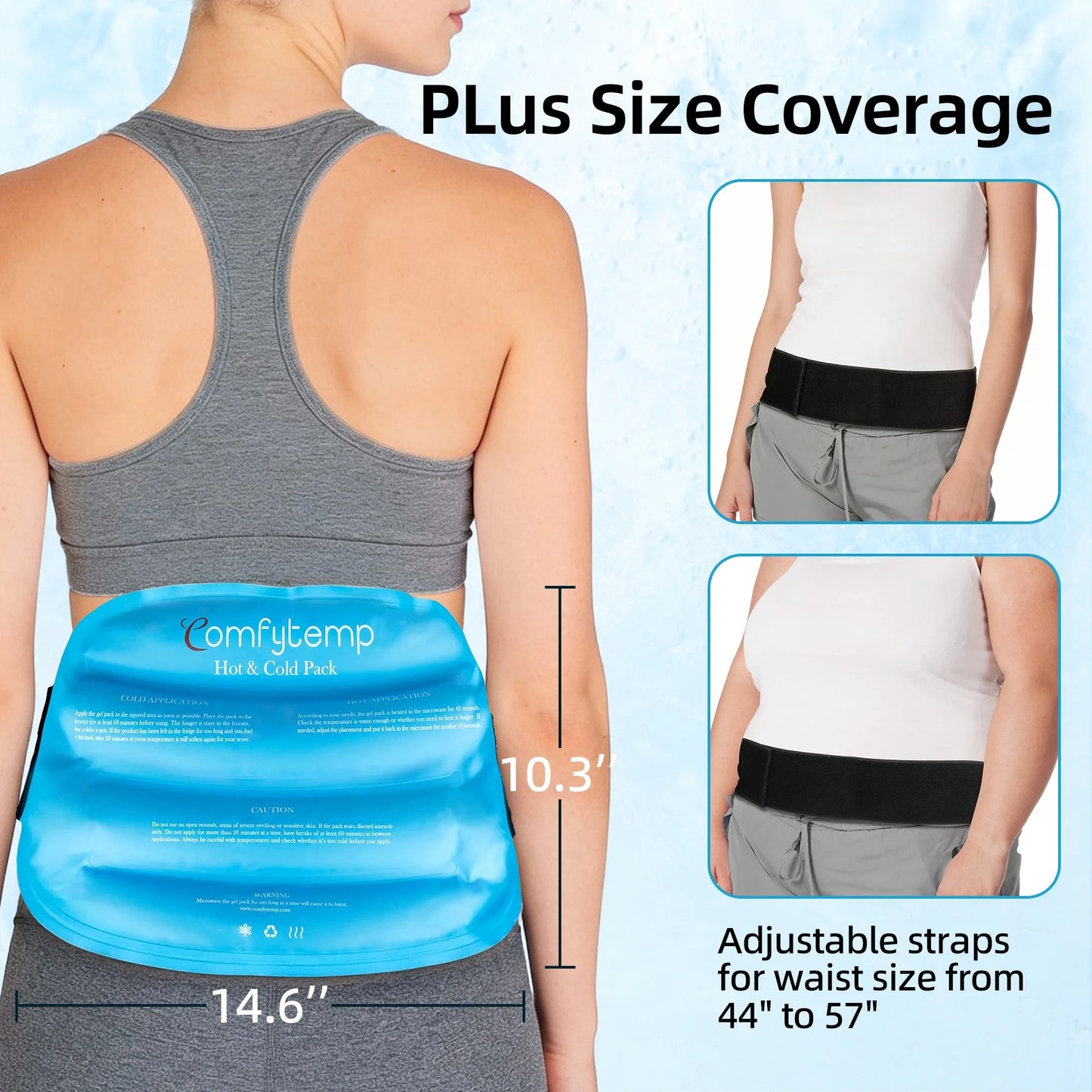 Comfytemp Large Ice Pack for Back Pain, Reusable Gel Hot Cold Therapy for Lumbar, Hips, Knee, Shoulder