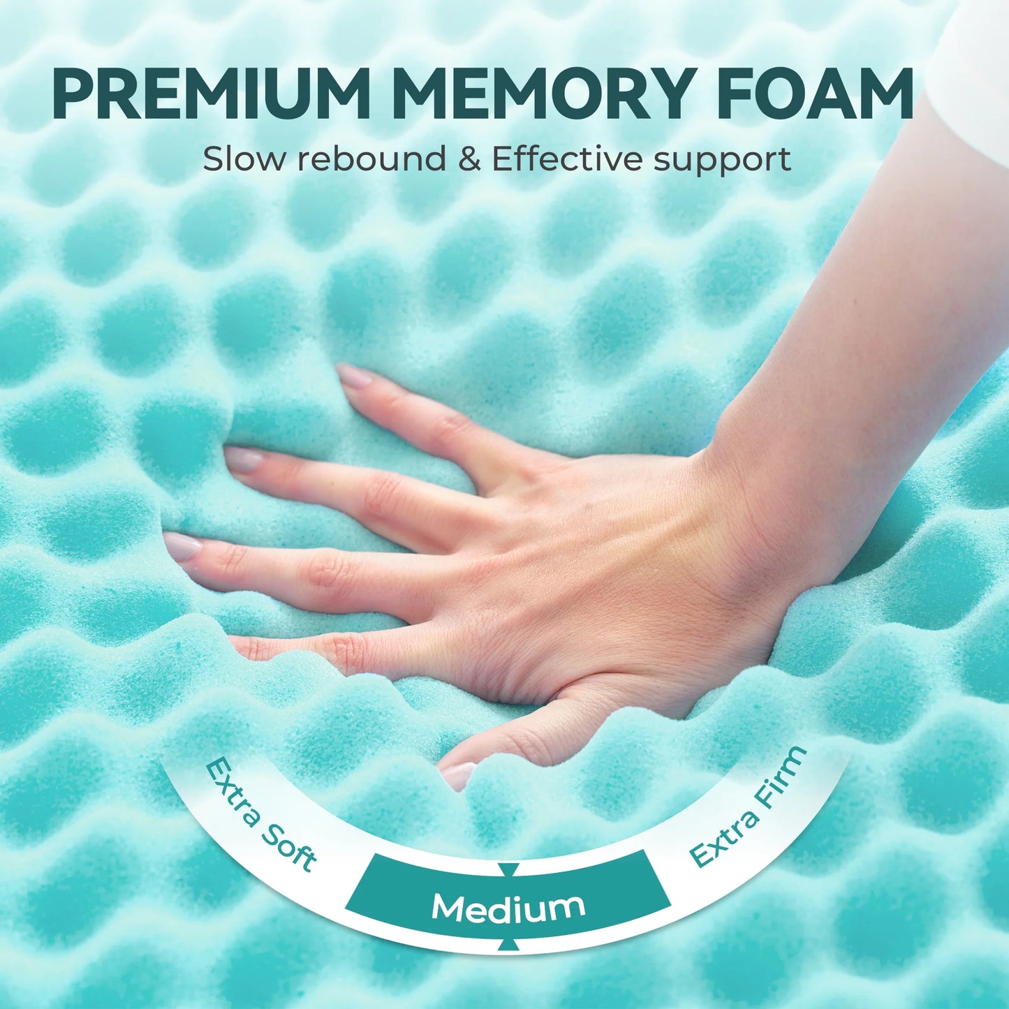 BDEUS 2 inch Gel Cooling Memory Foam Mattress Topper, Memory Foam Egg Crate Mattress Topper, Twin Size