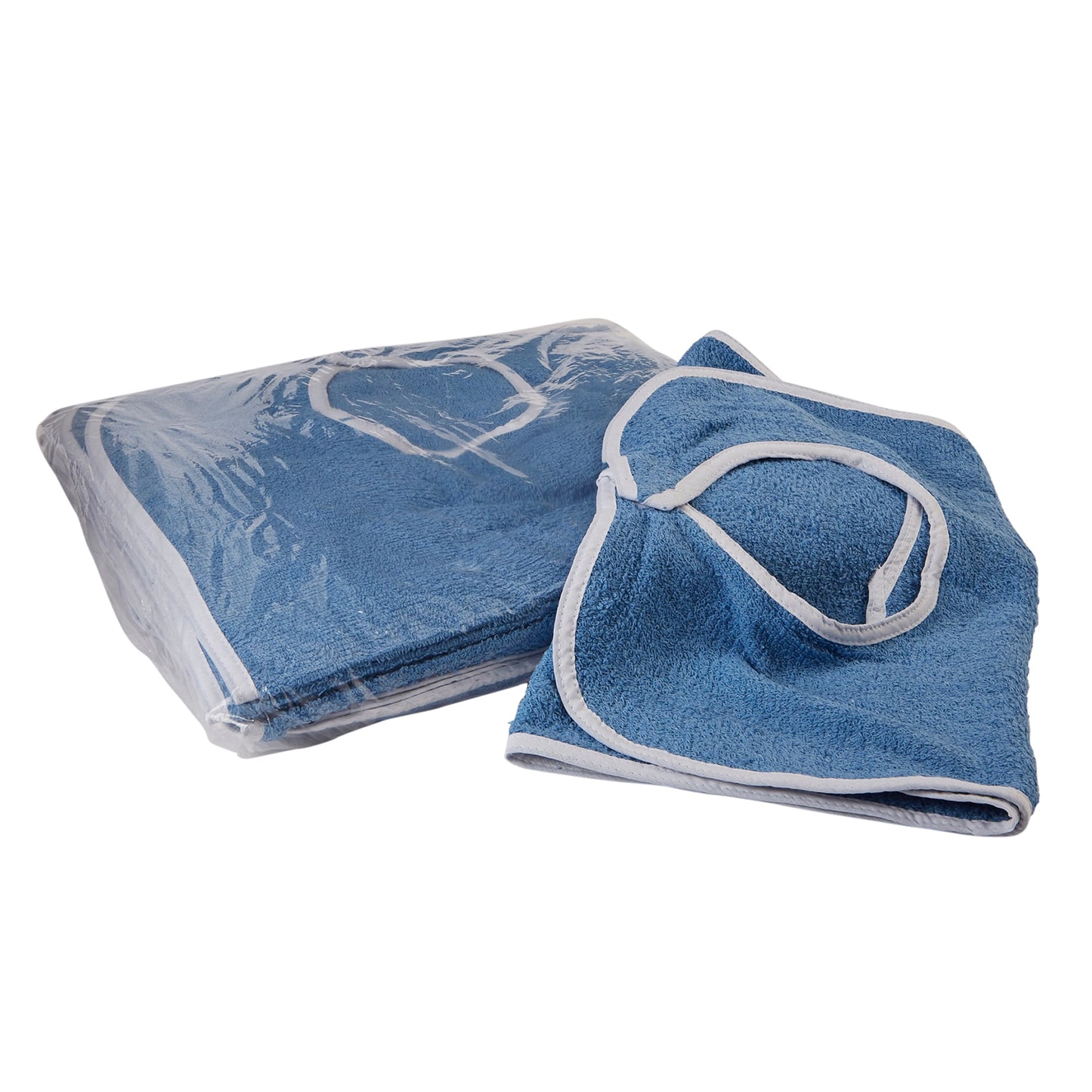 Bib Hook and Loop Closure Reusable Terry Cloth Blue (One Size Fits Most)