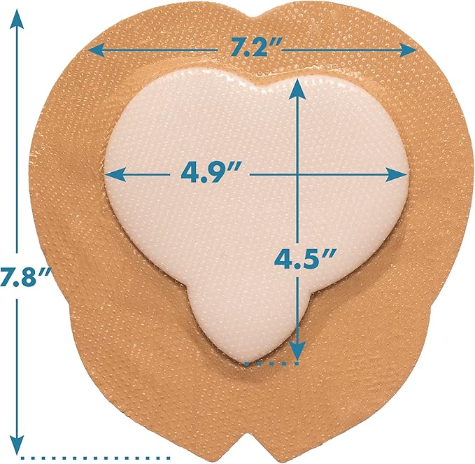 Areza Medical - Silicone Foam with Super-Absorbent Layer - Wound Dressing - Waterproof - with Adhesive Border - Sterile - Designed for Sacral Wounds - 7.2" x 7.8" - 10 PCS per Box