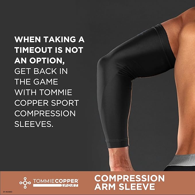 Tommie Copper Arm Compression Sleeve 15-20 mmHg, 100% Copper & Zinc Infused