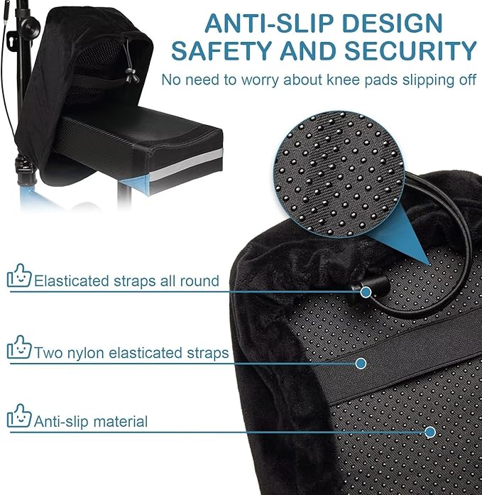 Knee Scooter Cushion Cover - Soft and Comfortable Knee Scooter Pad with Removable 2'' Thick Memory Foam Cushion