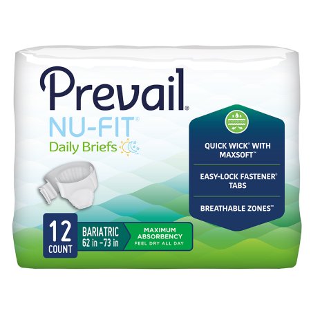 Incontinence Brief Prevail® Nu-Fit® Adult 2X-Large Unisex Disposable Heavy Absorbency