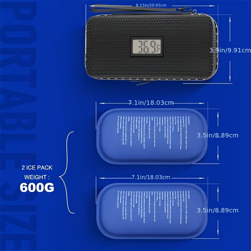 24 Hour Insulin Cooler Travel Case, Refrigerated Medication Travel Case with Temperature Display, Diabetes Travel Case, Wristband And 2 Reusable Ice Packs