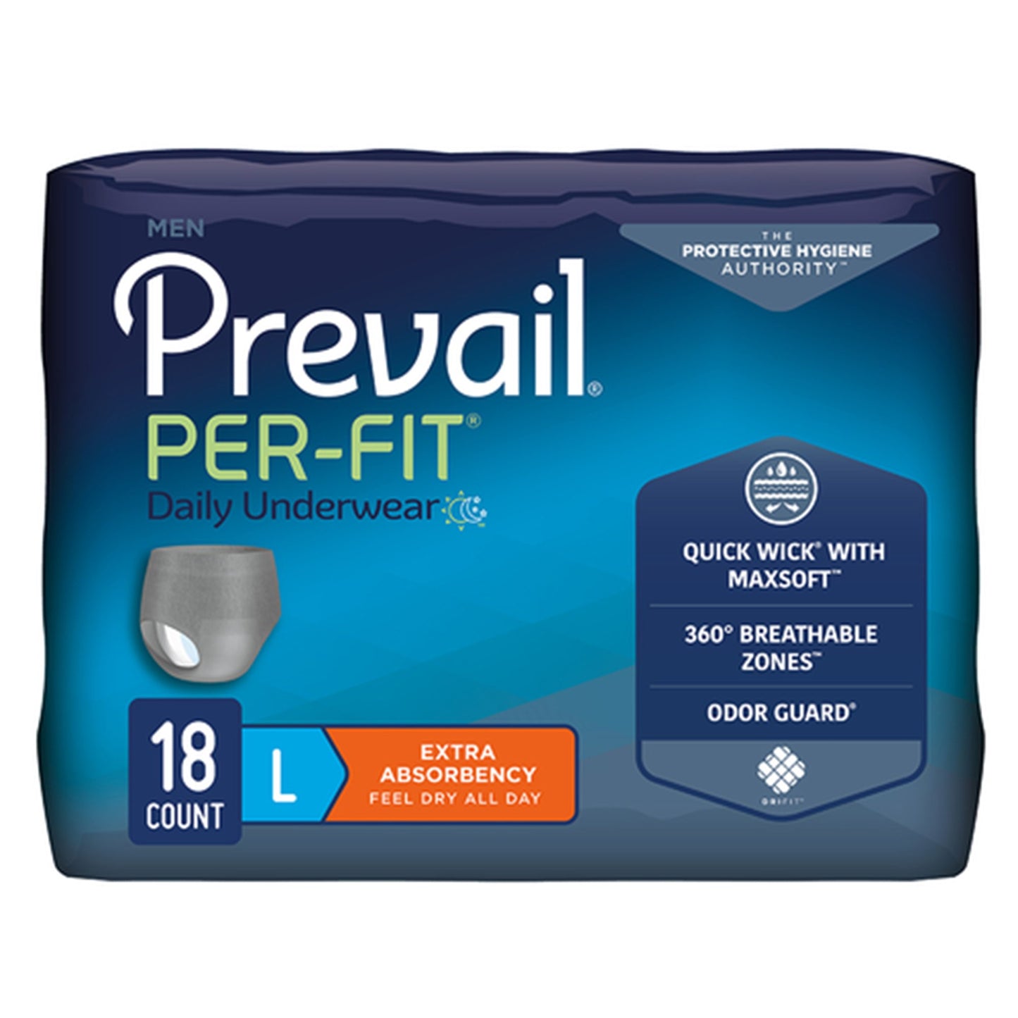 Absorbent Underwear Prevail® Per-Fit® Pull On with Tear Away Seams Adult Large Male Disposable Heavy Absorbency