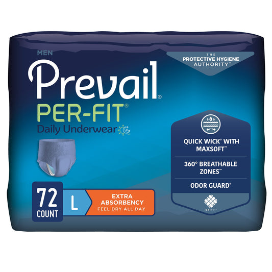 Absorbent Underwear Prevail® Per-Fit® Pull On with Tear Away Seams Adult Large Male Disposable Heavy Absorbency
