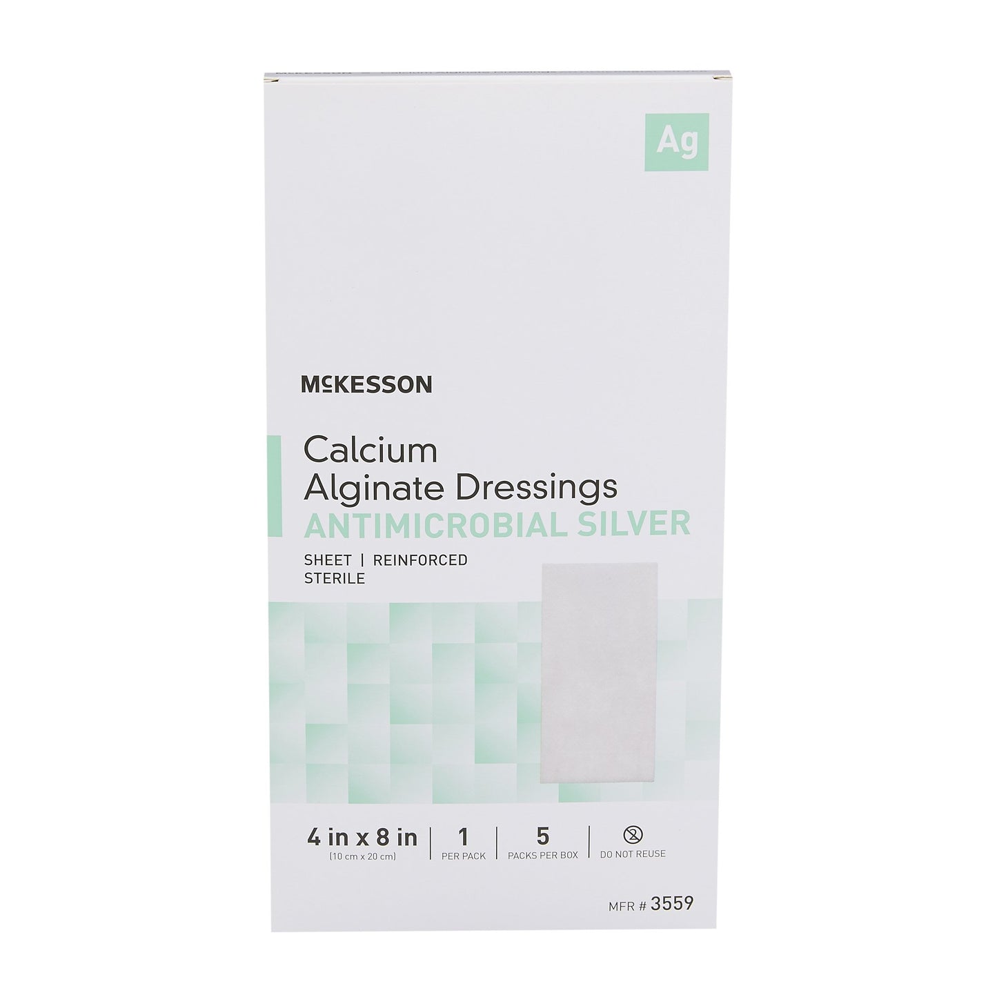 Silver Alginate Dressing McKesson 4 X 8 Inch Rectangle Sterile