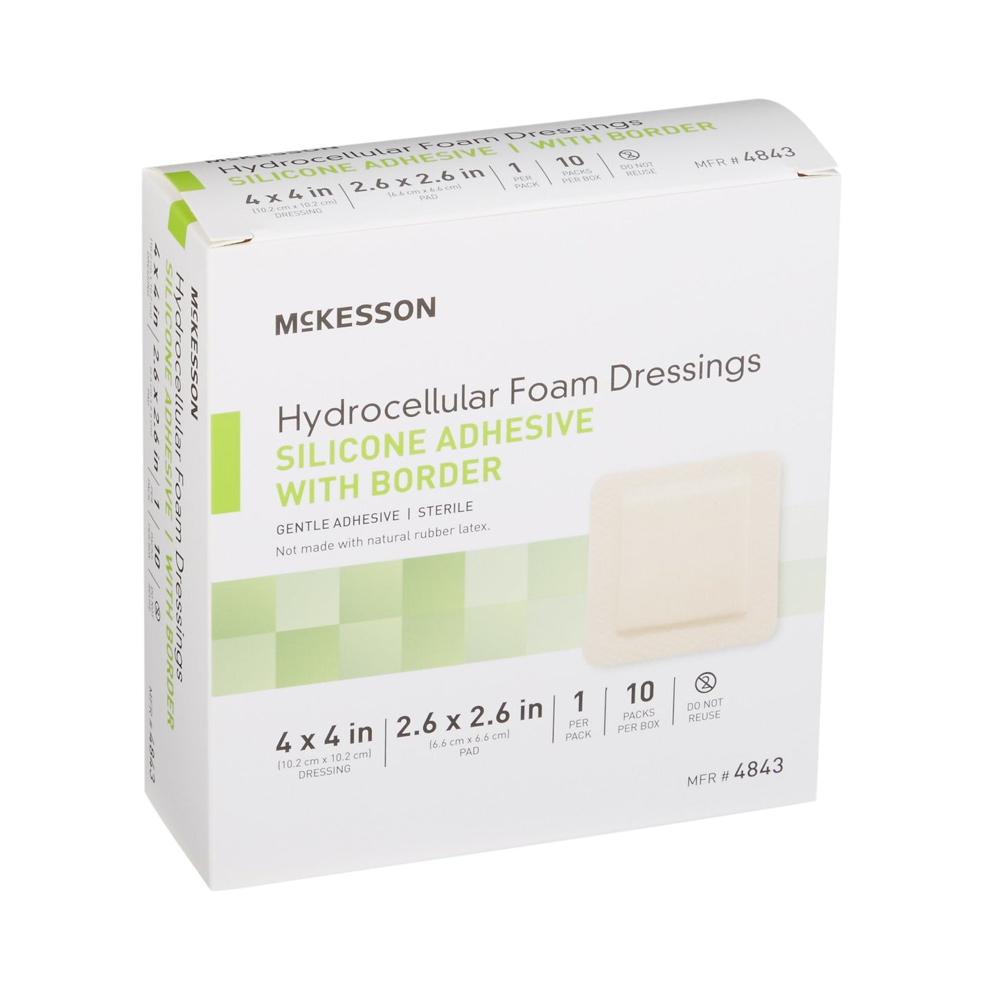 5-Layer Foam Dressing McKesson 4 X 4 Inch With Border Film Backing Silicone Gel Adhesive Square Sterile