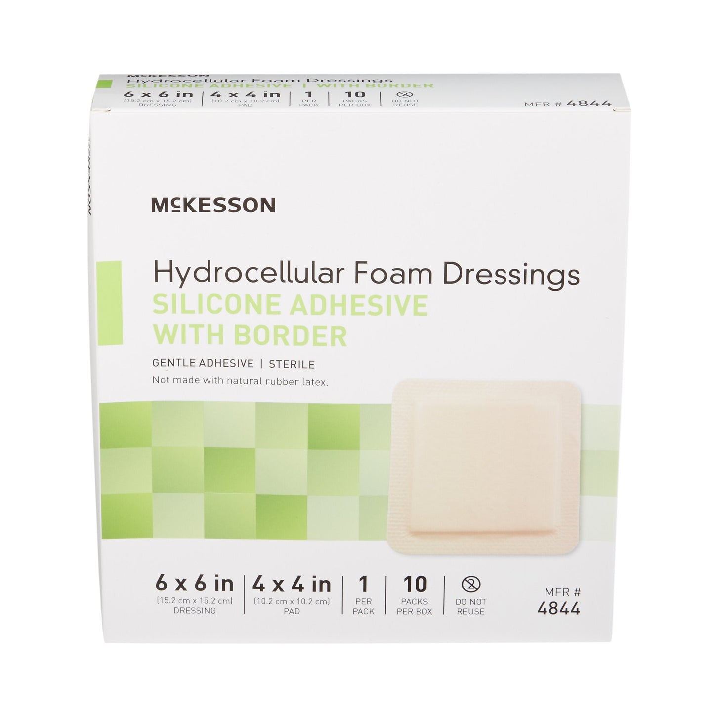 5-Layer Foam Dressing McKesson 6 X 6 Inch With Border Film Backing Silicone Gel Adhesive