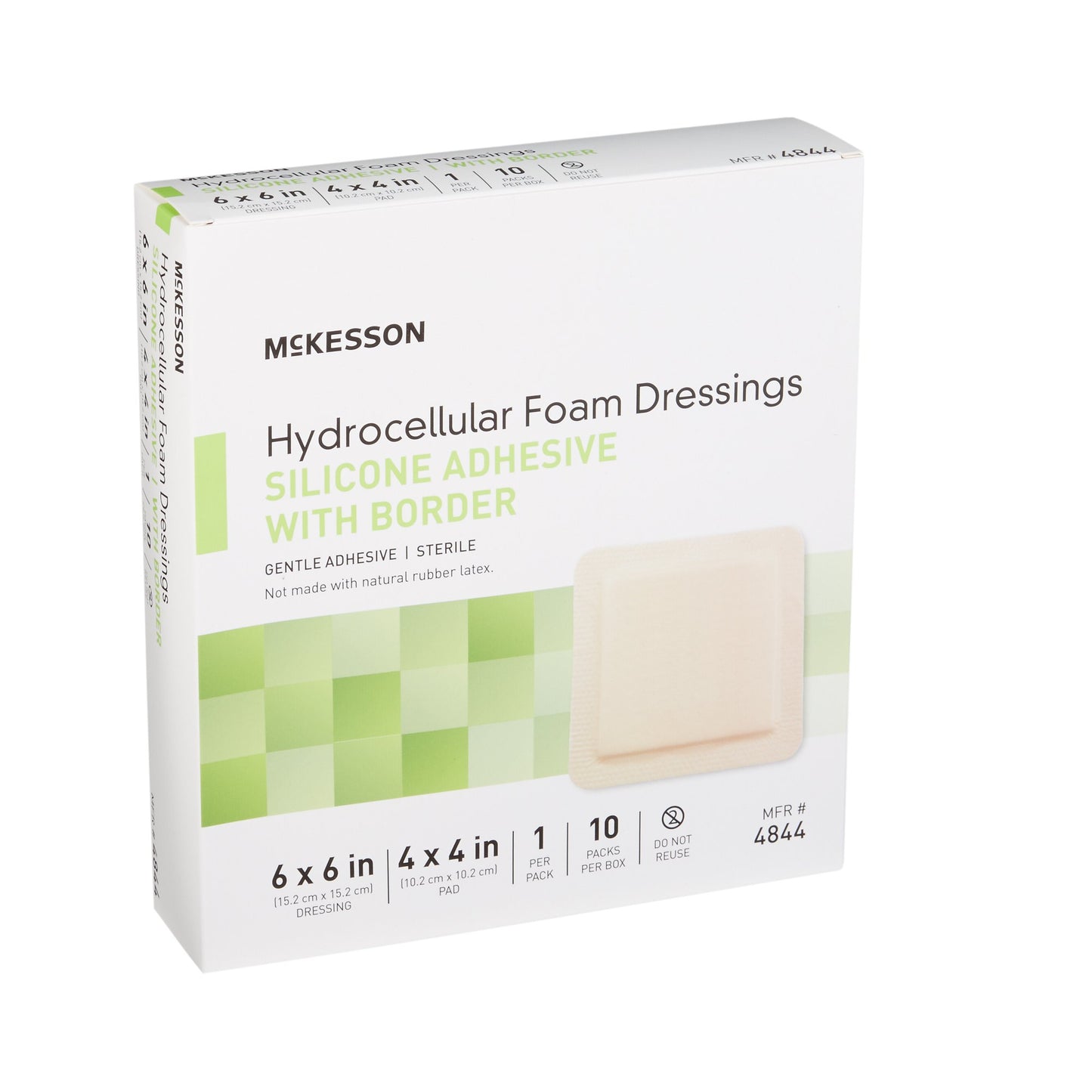 5-Layer Foam Dressing McKesson 6 X 6 Inch With Border Film Backing Silicone Gel Adhesive