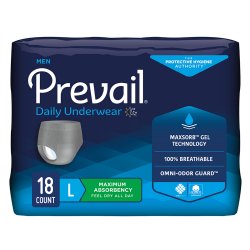 Absorbent Underwear Prevail® Daily Underwear Pull On with Tear Away Seams Adult Large Male Disposable Heavy Absorbency
