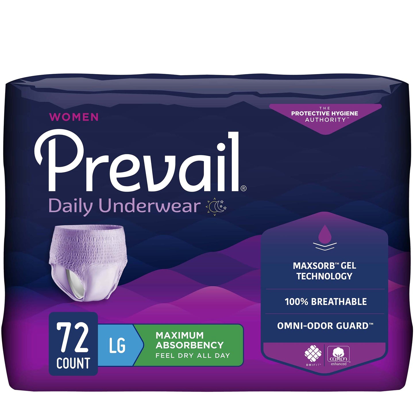 Absorbent Underwear Prevail® Daily Underwear Pull On with Tear Away Seams Adult Large Female Disposable Heavy Absorbency