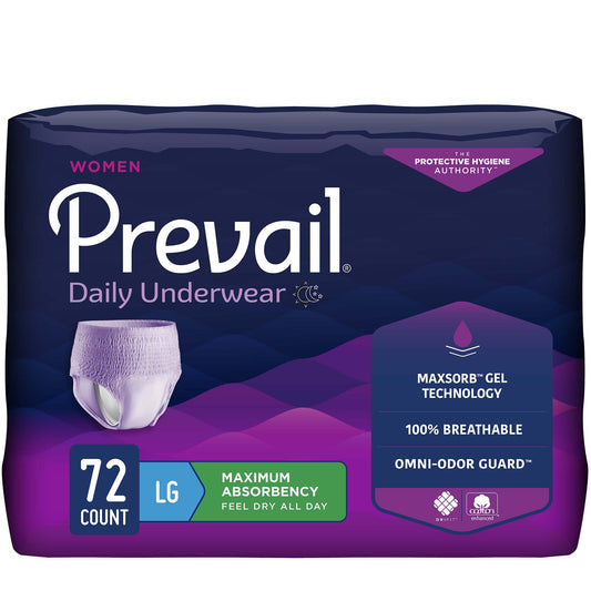 Absorbent Underwear Prevail® Daily Underwear Pull On with Tear Away Seams Adult Large Female Disposable Heavy Absorbency